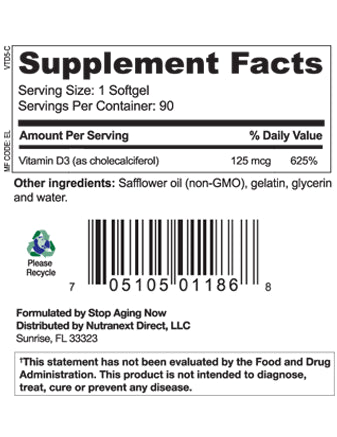 D-Pure® Formula 125 MCG, 90 Softgels