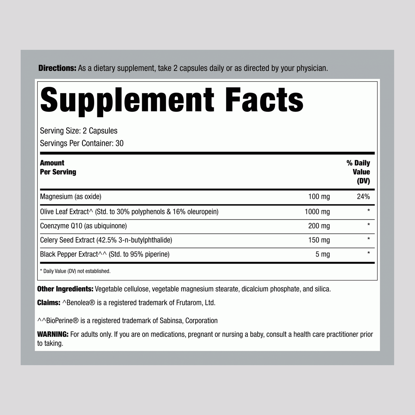 OliPure BP™ ULTRA avec CoQ10, 60 Capsules Végétariennes