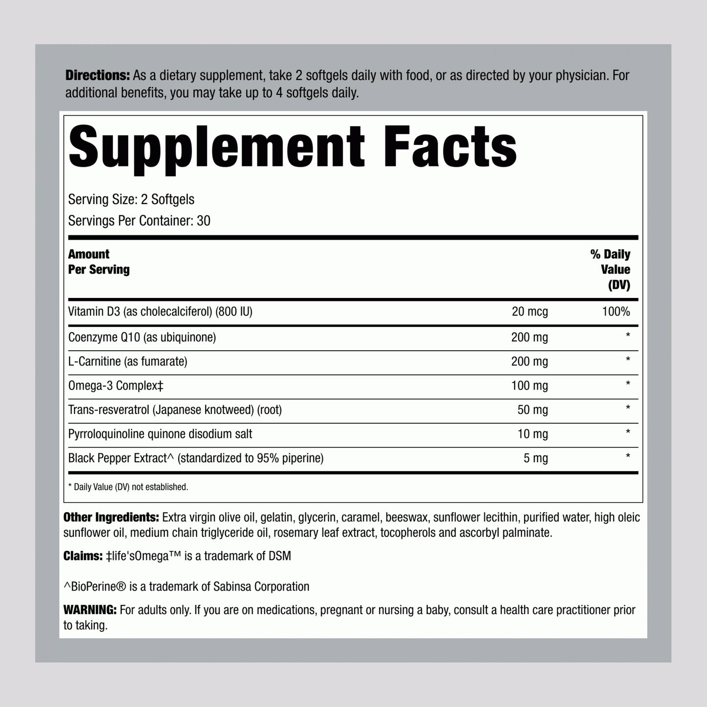 MAX-Q10™ ULTRA PQQ CoQ10-Komplex, 60 Weichkapseln